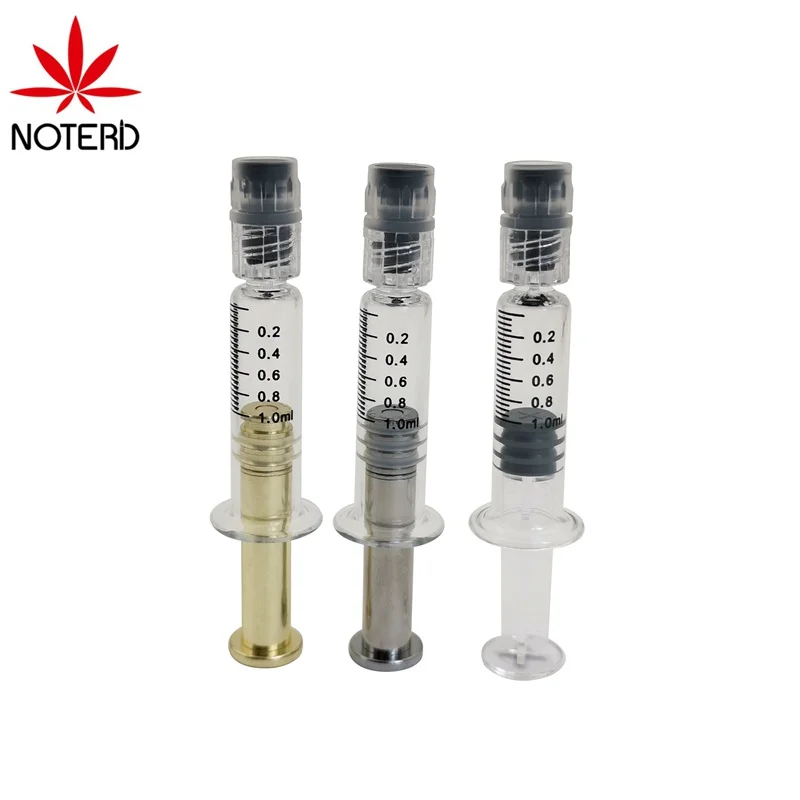  1 мл cbd масла серебристого цвета металлический Плунжер luer lock предварительно заполненный шприц для дистиллята