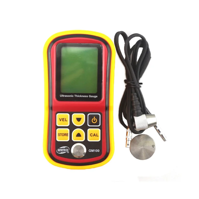 GM100 LCD Digital Ultrasonic Thickness Gauge Tester Depth Gauge + Sound Velocity Meter Range 1.2~225mm