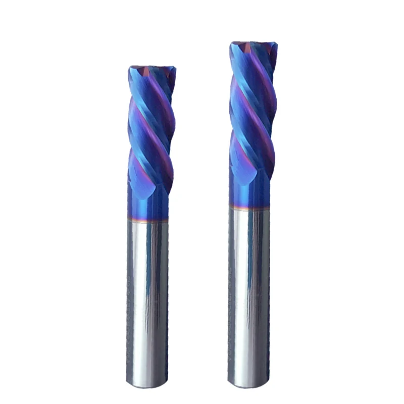 Blue Coated High Hardness Long Carbide End Mill 66 Degree Round Nose Milling Cutter Carbide End Mill Tool
