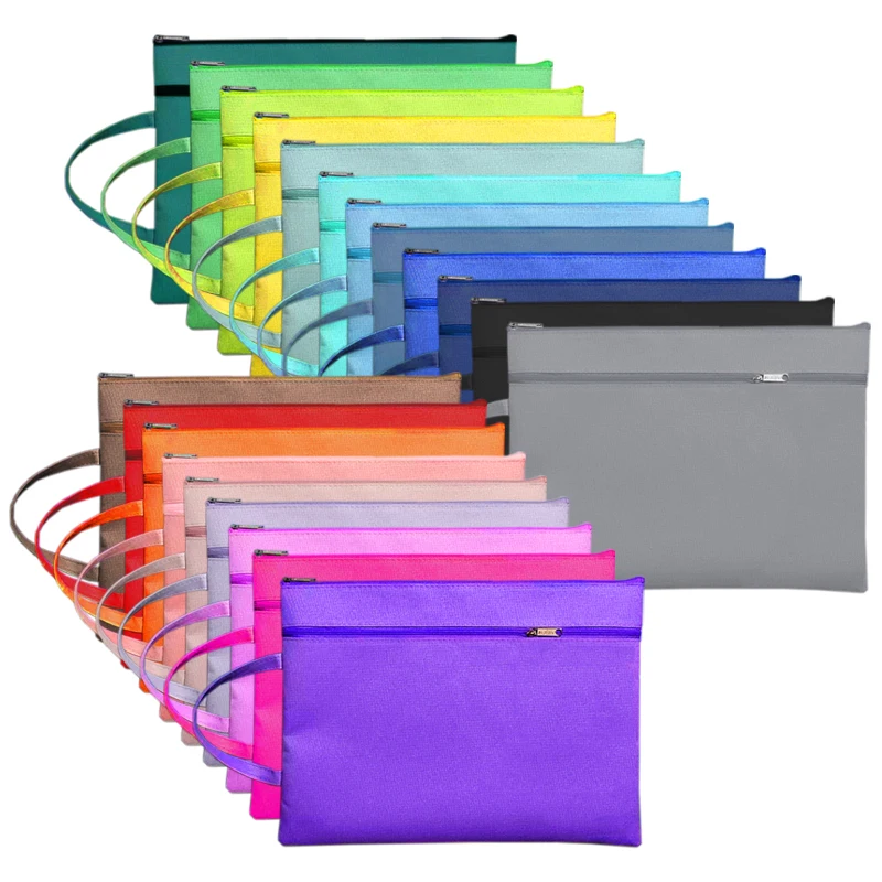 custom logo file bag  A4 double student oxford bag large capacity  canvas office simple portable document bag fireproof