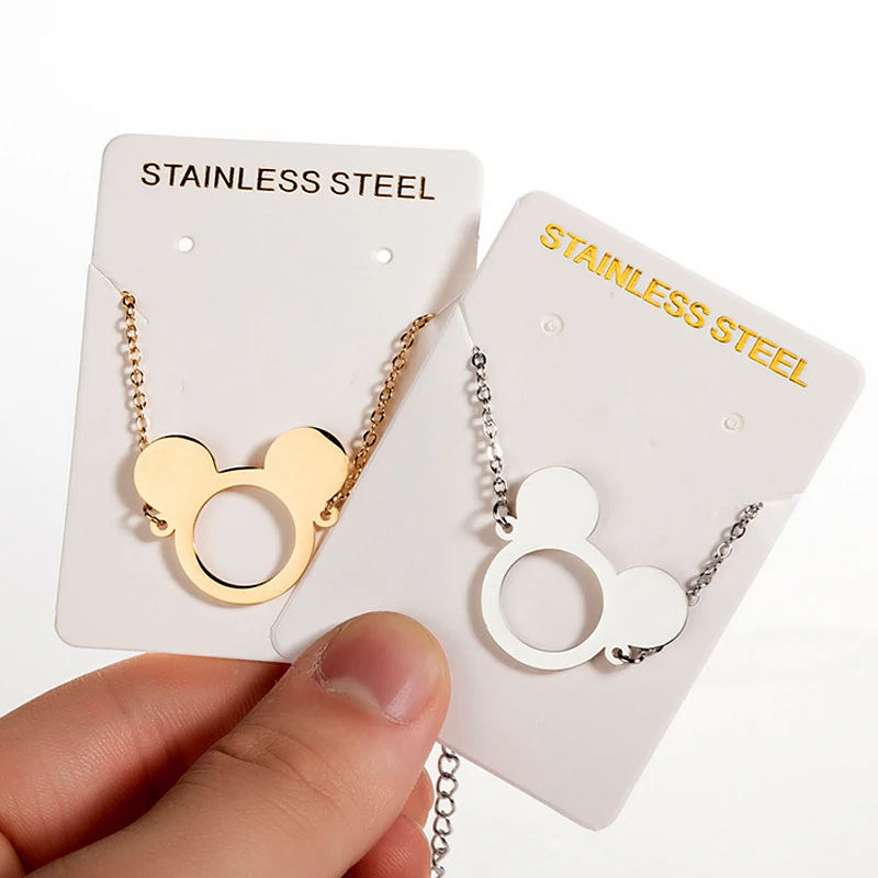 Cartoon Non Tarnish 18K Gold Silver Plated Stainless Steel Charm Mickey Head Minnie Mouse Bracelet Jewelry For Women