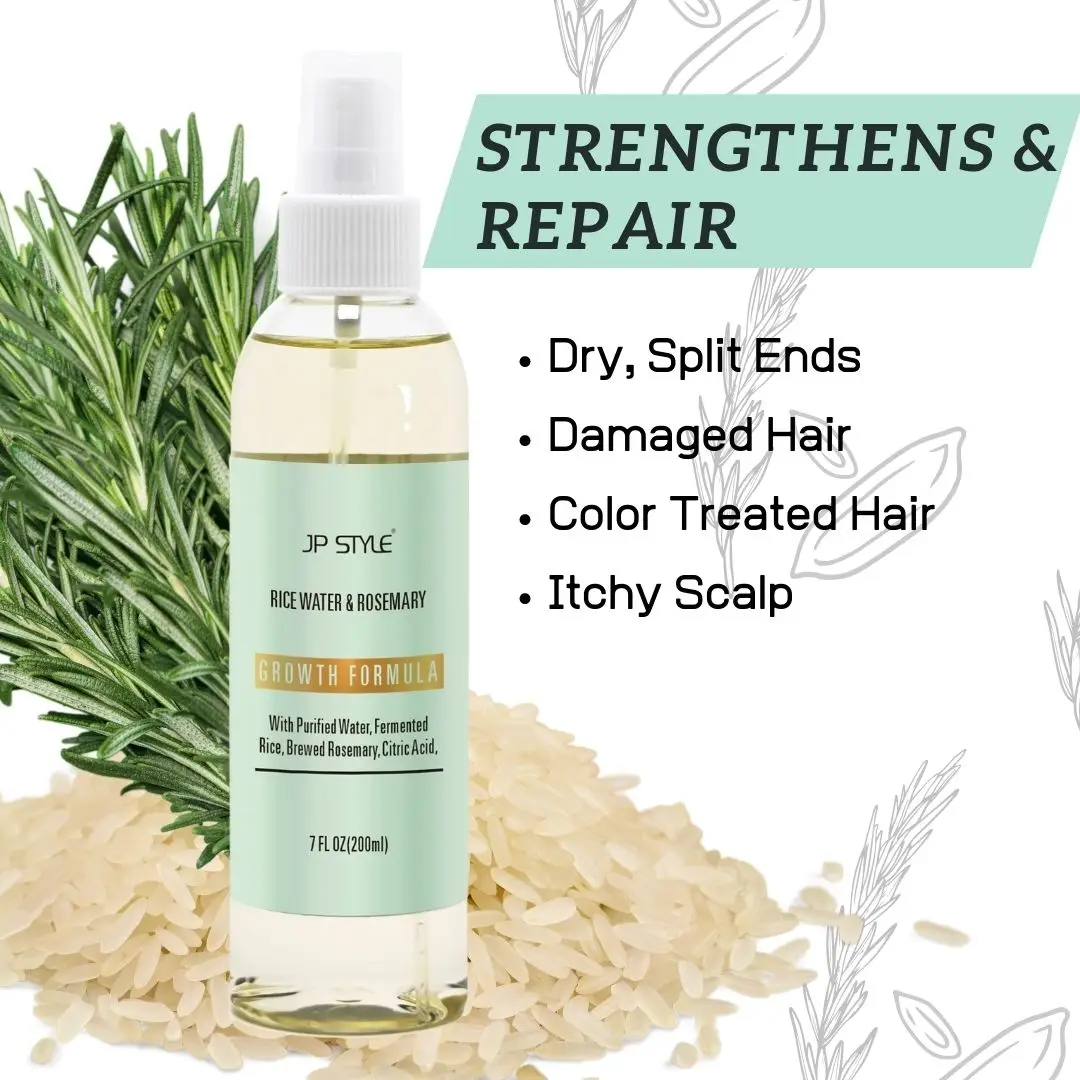 Organic Rosemary Water Rice Water Organic Hair Care Private Label for Hair Growth Safe for Keratin and Color Treated Hair