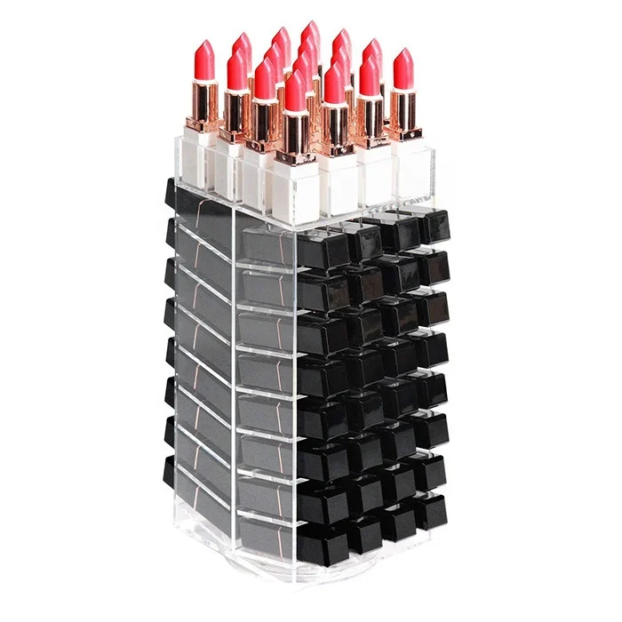 New Factory Lipstick Organizer Case Acrylic Display Rotating Cosmetic Makeup Clear Holder