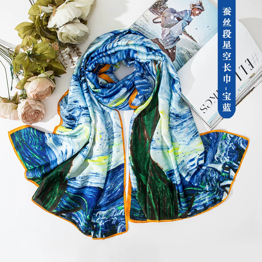 Роскошный брендовый шарф-шаль 90*195 см, головной хиджаб, Модный женский большой квадратный саржевый атласный шелковый шарф с принтом