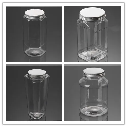 Large Clear Empty Square Storage Cookie Candy Sweet Container Food Grade with Easy Grip Handle Plastic Jar with Lids Half Gallon
