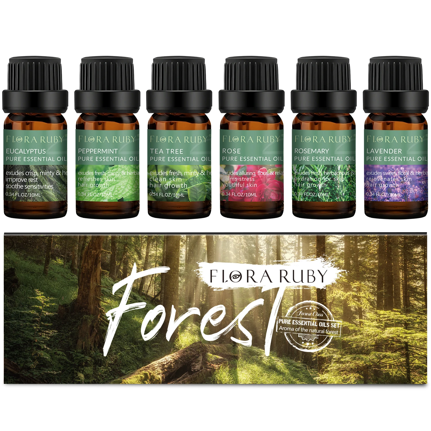 Custom natural pure aromatherapy essential oils gift set 6 pack 10ml Bottles for humidifiers and diffusers