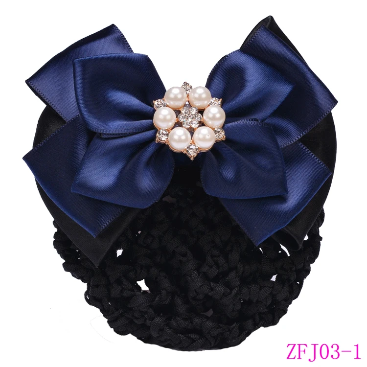 Wholesale Bank hotel hospital nurse job big butterfly head flower net pocket hair net professional job hair clip