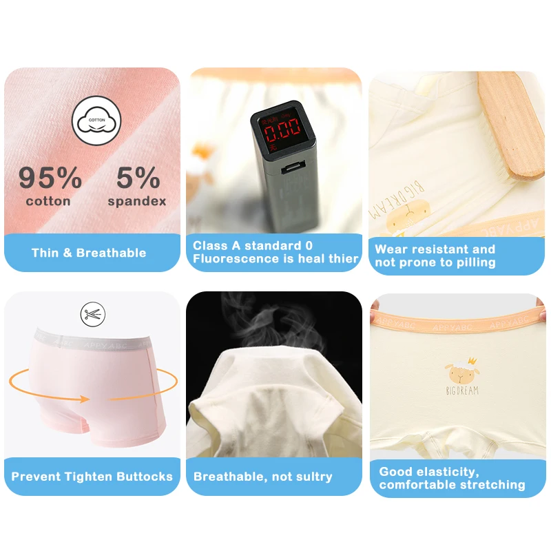 Wholesale cute little kids cartoon breathable 95% cotton panties girl boxer kids underwear for girls ages 2-16