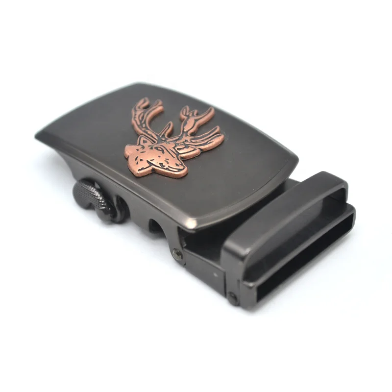 Guangzhou Carosung Custom Buckles Mens Deer Animal Logo Automatic Belt Buckle in Black for 35mm Leather Belts