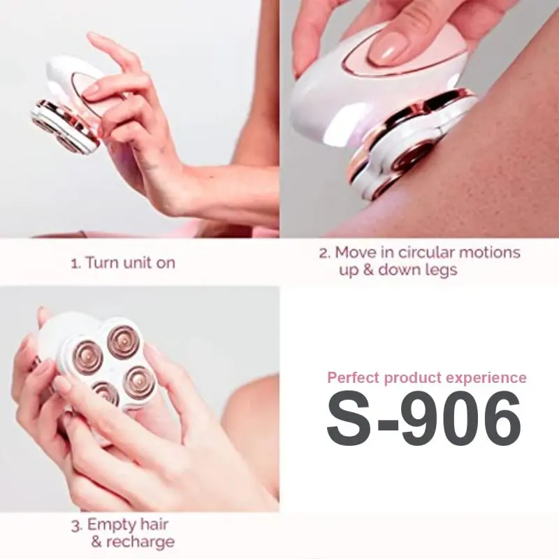 Cross Border New Four Heads Shaver Ladies Electric Rechargeable Epilator Thigh Plucker Four Heads Shaving Heads
