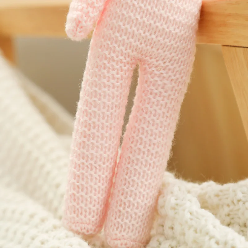 Fast Delivery Hand-knitted rabbit doll Babies Soothe Dolls Crochet Animals 100% handmade Knitted Bunny Toy