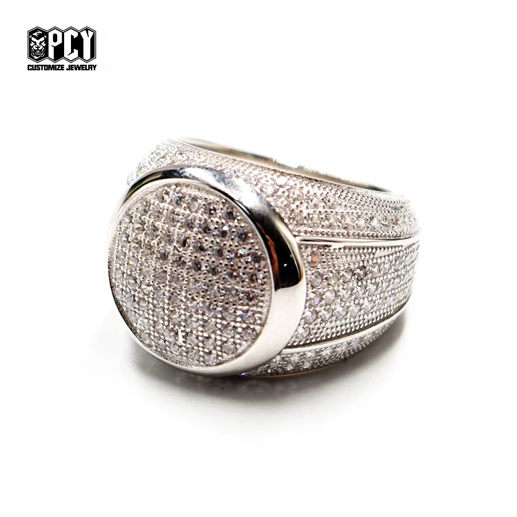 Hot Sale Trendy Hip Hop Jewelry Yellow Pink  Wedding Ring White Diamond Plain  Diamond Promise Ring