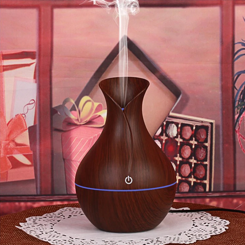 New household fog humidifier Office desktop silent air atomizer USB water drop wood grain humidifier