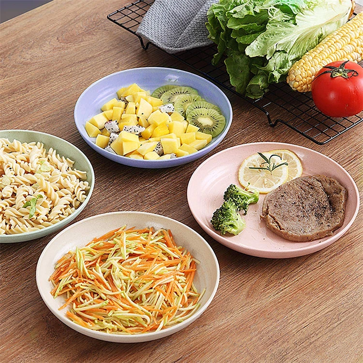 10 Inch Wheat Straw Deep Dinner Plates Set of 4 Microwave and Dishwasher Safe Unbreakable Sturdy Plastic Dinner Plates