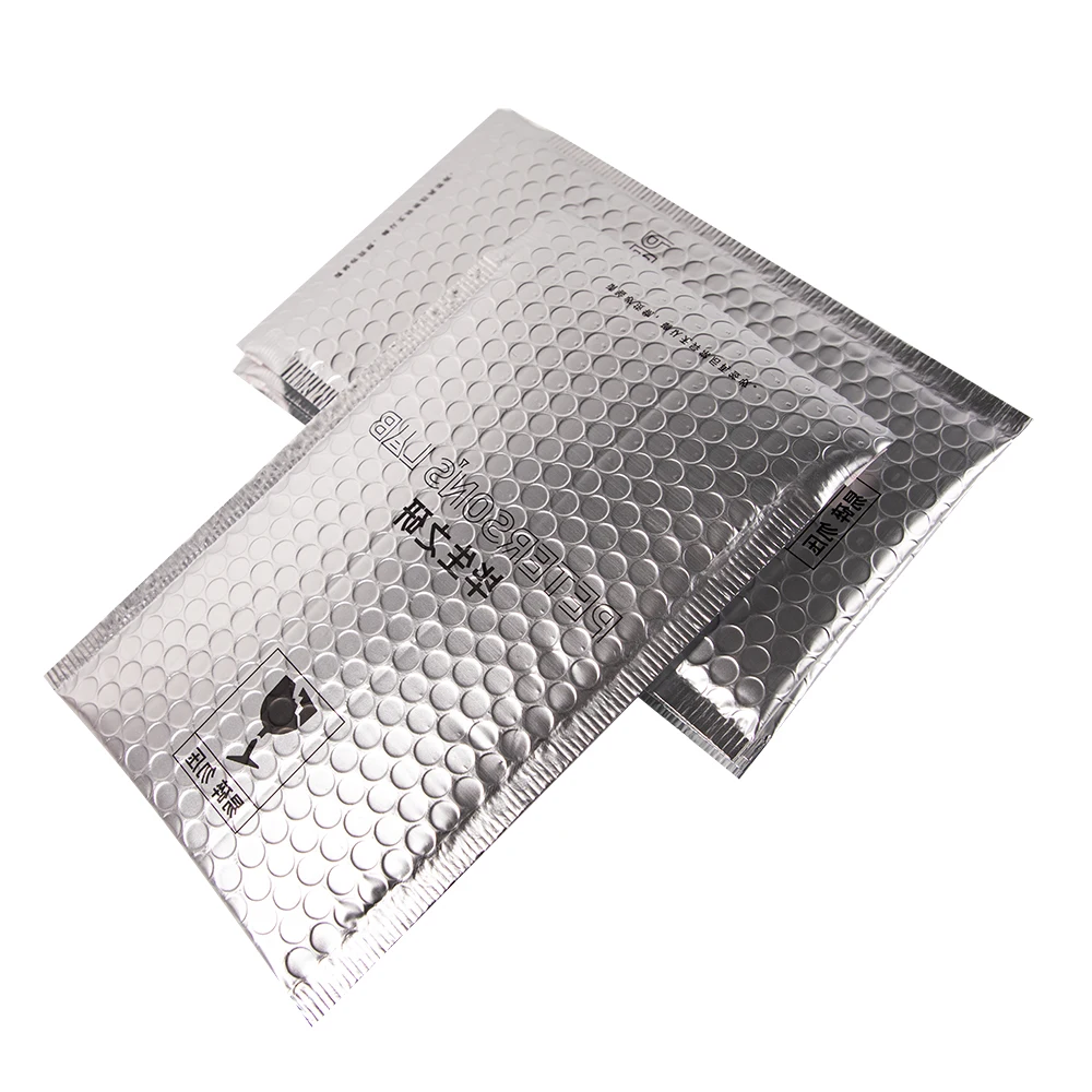 XCGS Hot Sale Custom Size Silver Metallic Bubble Mailer Matt Foil Self Seal Envelopes For Shipping