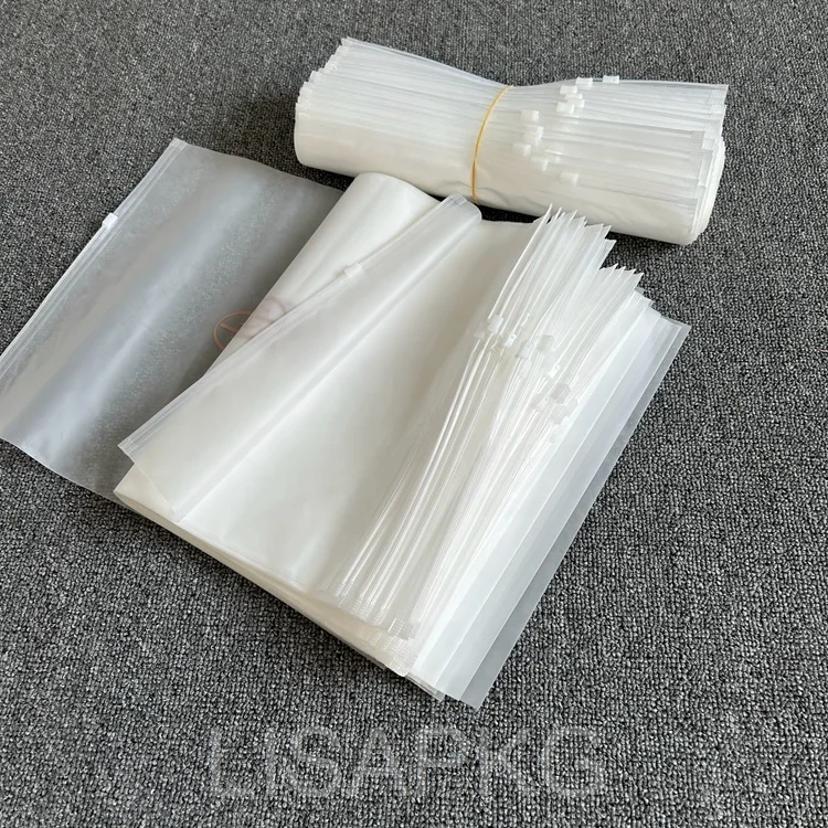 Custom printed logo malaysia frosted zipper thick plastic packaging bags for clothing