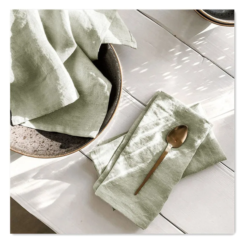 Linen table napkin dinner napkin 100% french linen stone washed sage green napkin