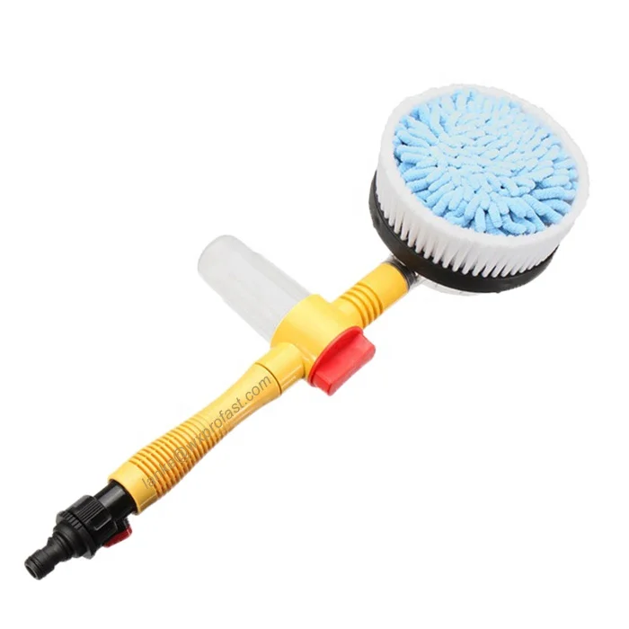 Profast Automatically Rotating Car Wash Brush Tap Water Hose Car Cleaning Kit with Extension Pole Soft Chenille Brush