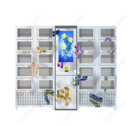 Winnsen Smart Mini Mart Store Touch Screen Credit Card Reader Book Library Custom Vending Locker Machine With Lighting System