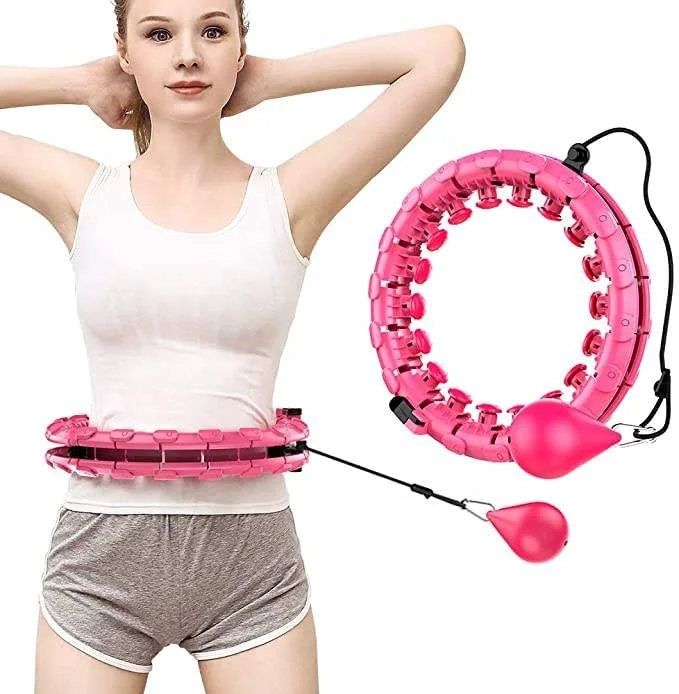 24 Red Color Knots Plastic Adjustable Detachable Weighted Hoola Fitness Hoops Smart For Adults Weight Loss