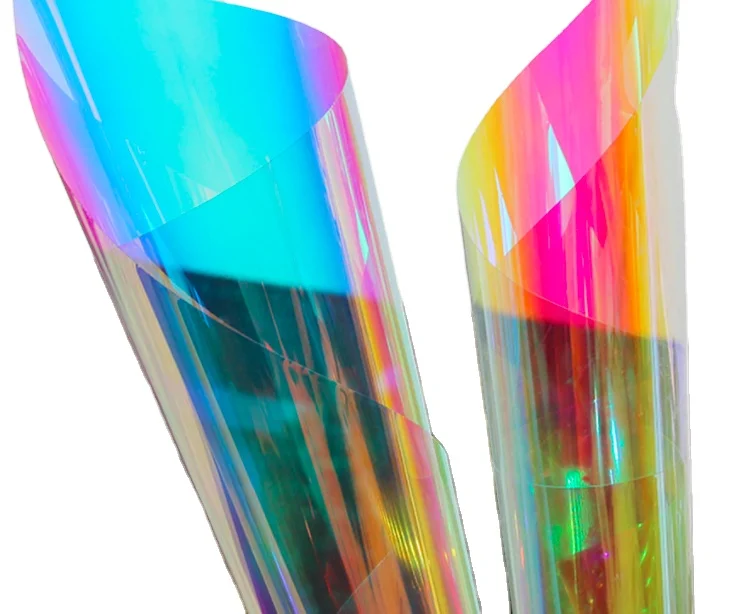 Home transparent glass cover colorful waterproof 1.38*30m dichroic glass rainbow decorative window film for building glass