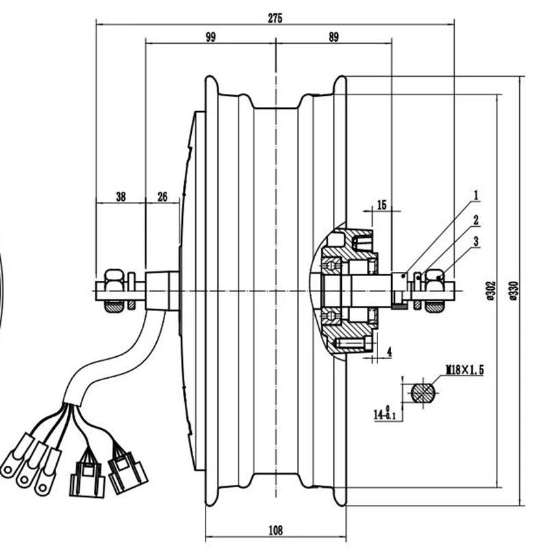 QS Motor 12x3.5 inch 72V 6000W 260 Electric Scooter Hub Motor (50H) V4 Type
