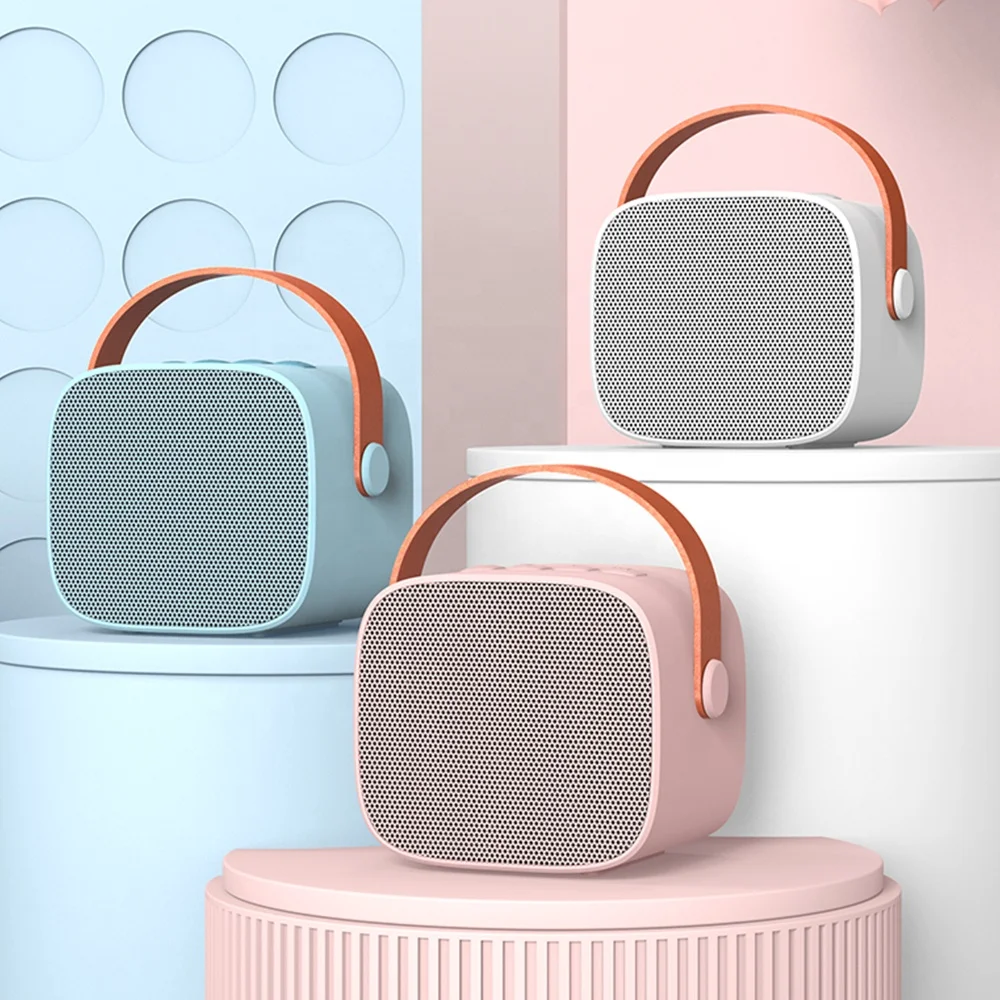 2023 New Mini Karaoke Machine with 2 Wireless Microphones Portable Speaker for Adults Kids Singing Support USB-C AUX TF