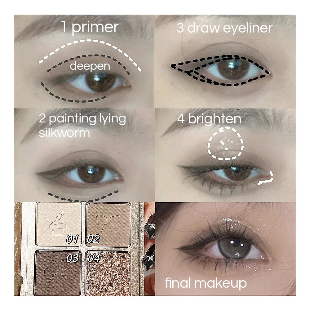 Art Value Little Bear Knight Four Color Eyeshadow cartoon packing Shimmer Glitter Pigment palette Matte wholesale Eye Shadow