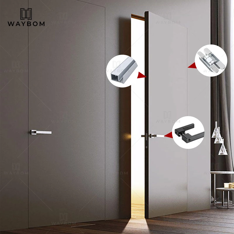 50 Modern Commercial Frameless Interior Flush Concealed Invisible door Aluminum Profile Room Hidden Secret Door Aluminum Profile