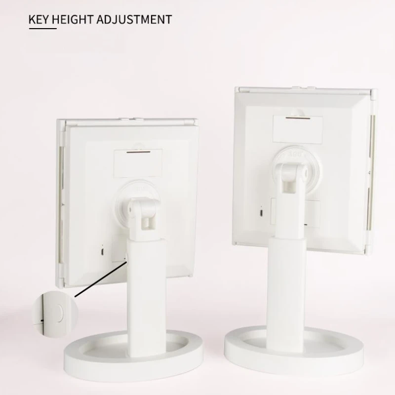 Multi-function Led Makeup Tabletop Mirror Circular Girl Makeup Mirror with Storage Box Wireless Charger Silver Square Lighted