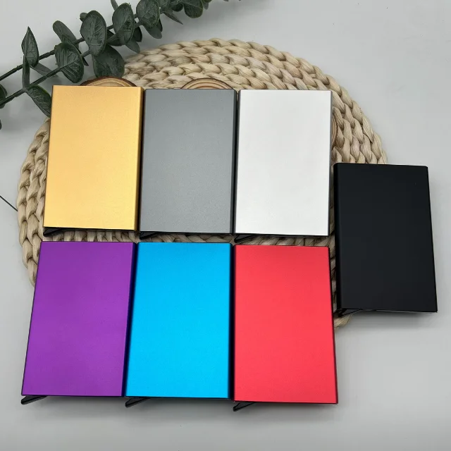 New Trend Personalised Minimalist Wallet Aluminum Metal Credit Card Holder Mens Slim Rfid Block Pop Up Wallet For Gifts