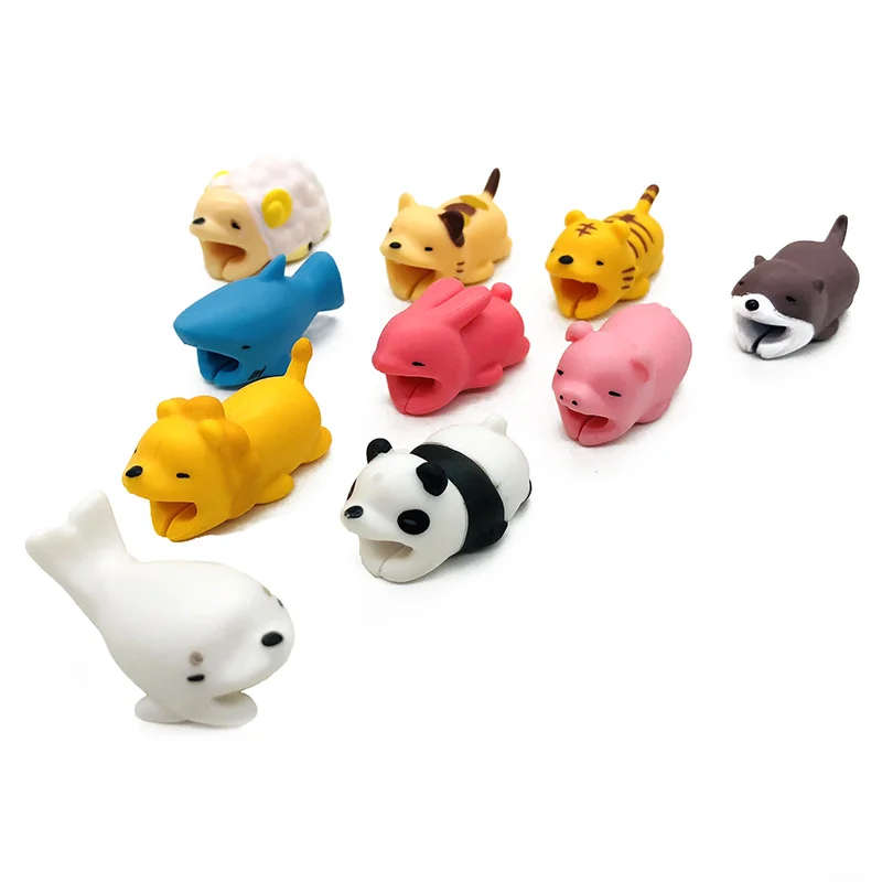 Promotional pvc cute animal bite cable protector cable phone cable protector