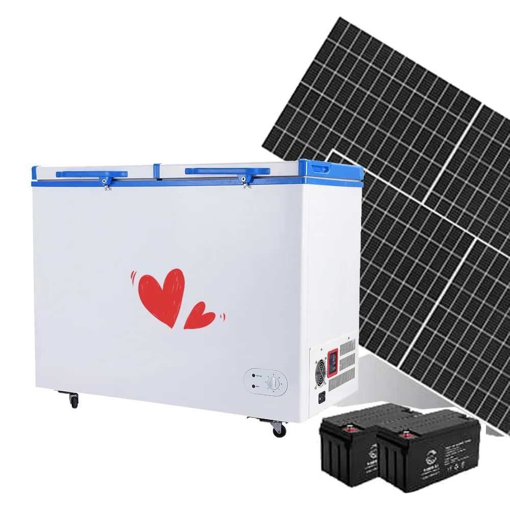 China wholesale double door solar freezer 358 L run on solar energy off grid system for commercial and domestic use efficient