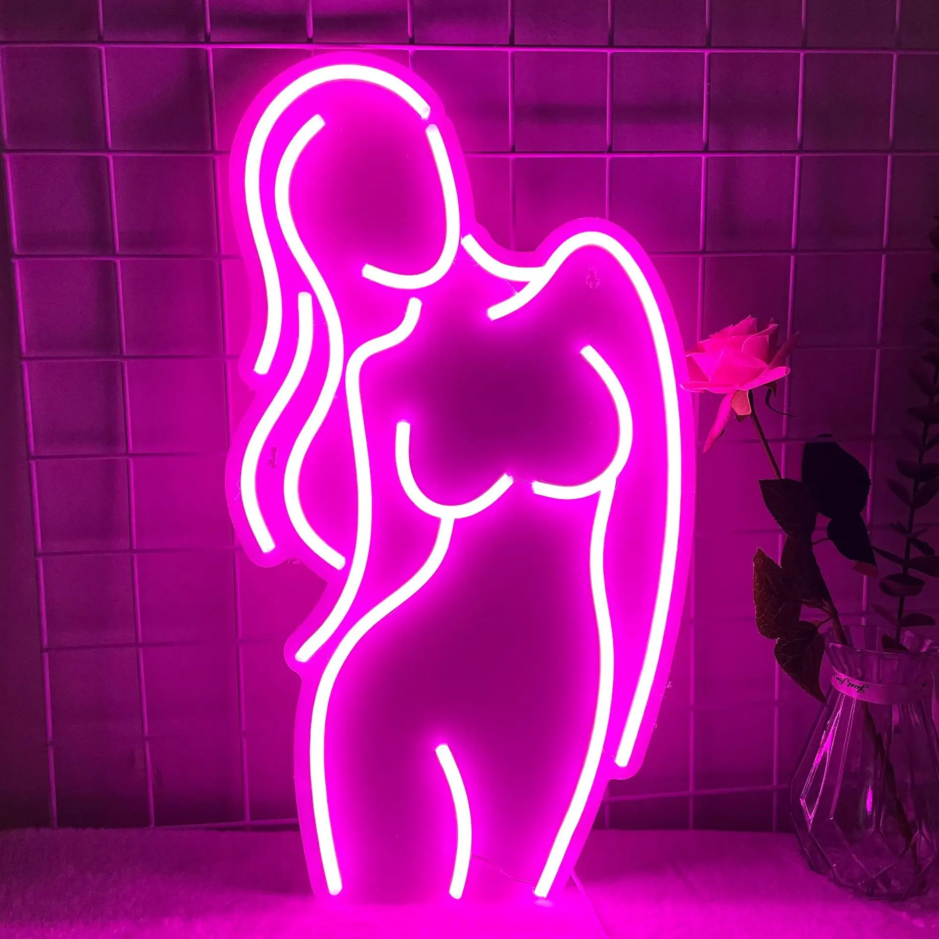 Pink Goddess Sexy Neon Sign Naked Lady Neon Night Light for Bar Night Club Party Decor Lamp Led Woman Neon Signs