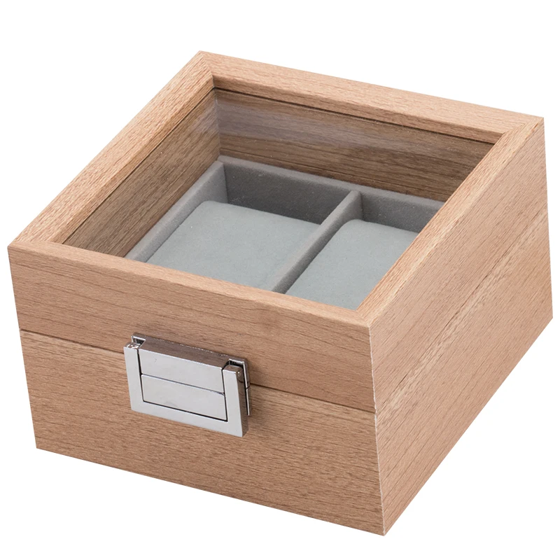 Exclusive design Luxury custom 2 slots wooden watch display case packing gift box