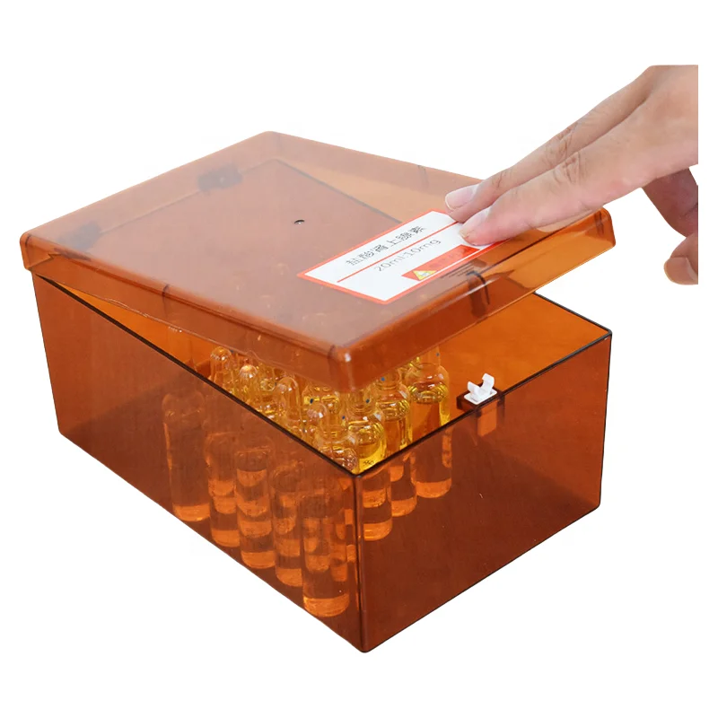 Resistant Rectangle Plastic Lightproof Medicine Storage Box Boxes For Ampoules With Foam Inner Support