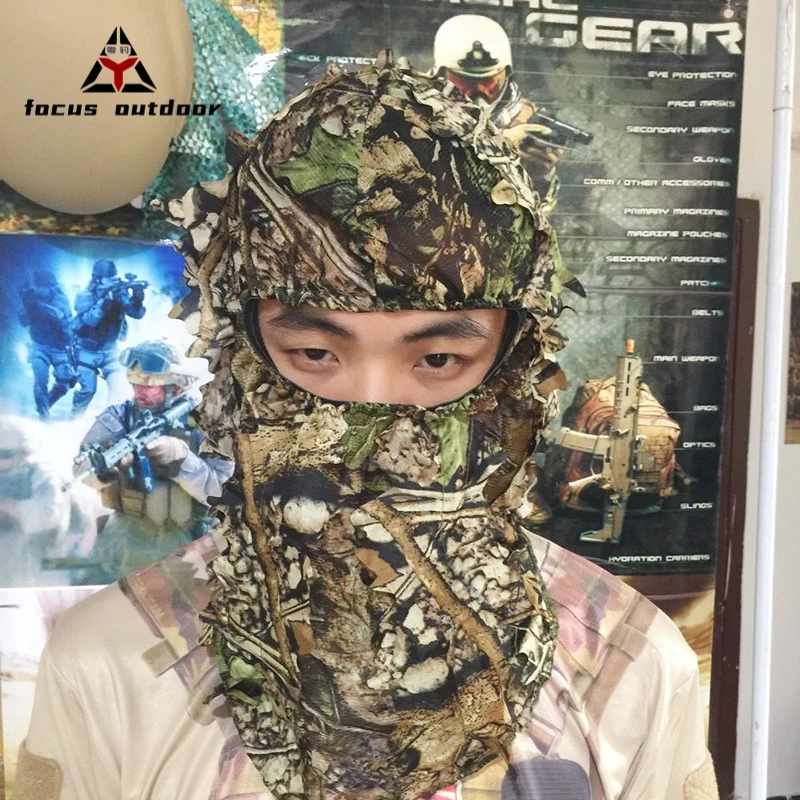 Ghillie Camouflage Leafy Hat 3D Full Face Mask Headwear Turkey Camo Hunter Fishing Headgear Cap Hunting Accessories