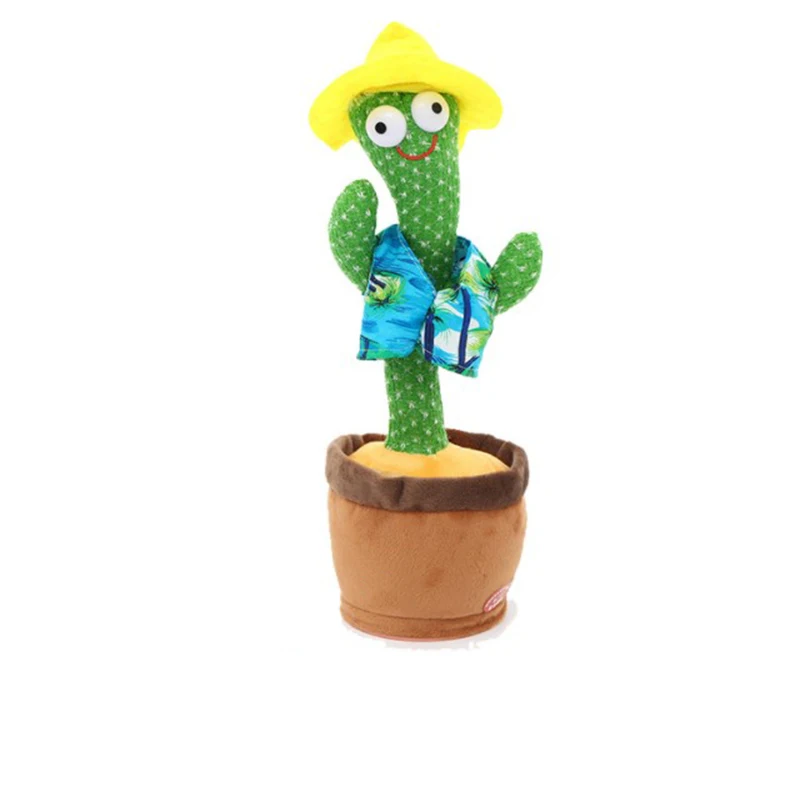 LED Light Stuffed Dancing Cactus Doll Toys Talking Singing Cactus Toys for Girls Boys