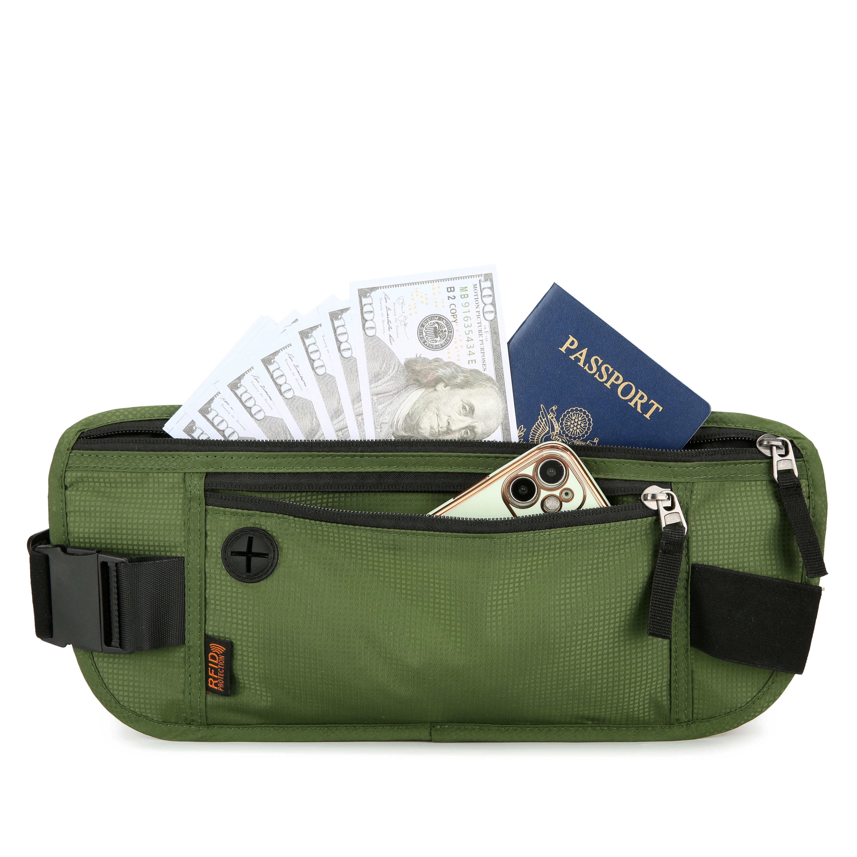RFID Slim Passport Holder Travel Wallet Money Belt for Protecting Money Hidden Pouch Travel Fanny Pack for Men and Women