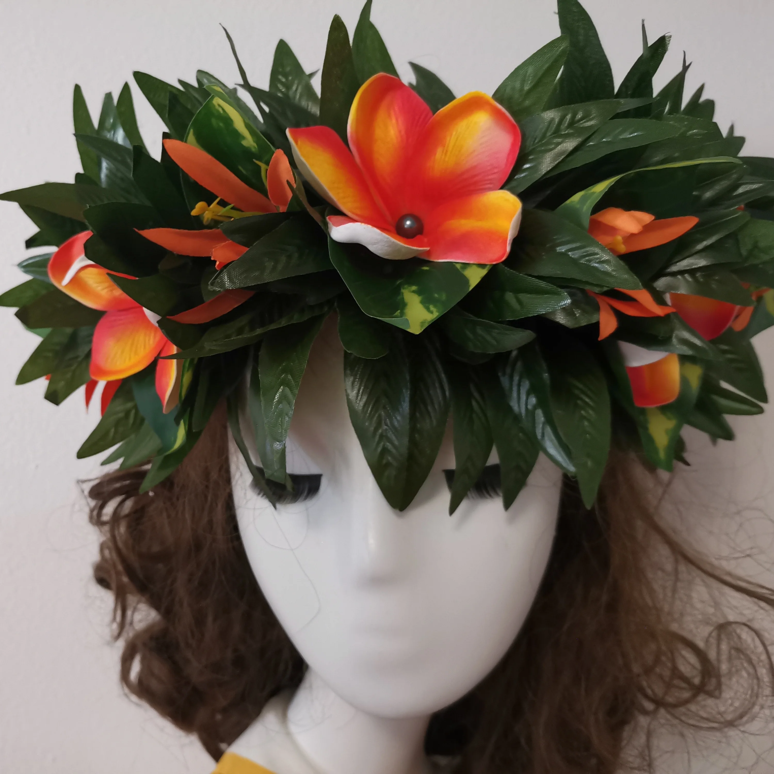 
pale Island 2021 Flowers Hawaiian Haku Foam Flower Hair Clip Artificial Eva Frangipani Plumerial Hibiscus Tiara Ear Accessories 