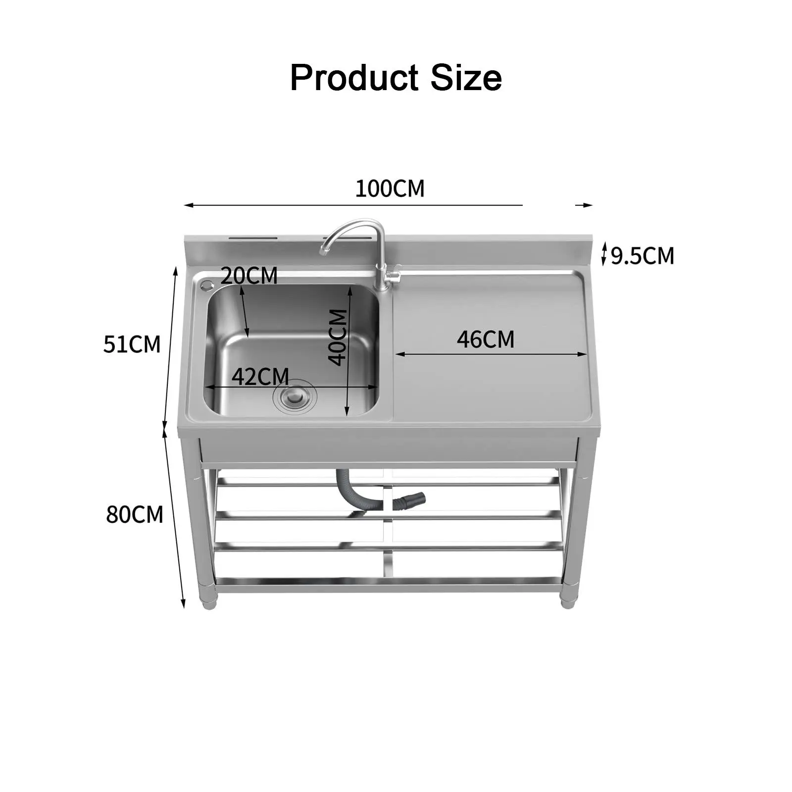 High quality 304 inox commercial stainless steel hand wash sink for kitchen home outdoor use