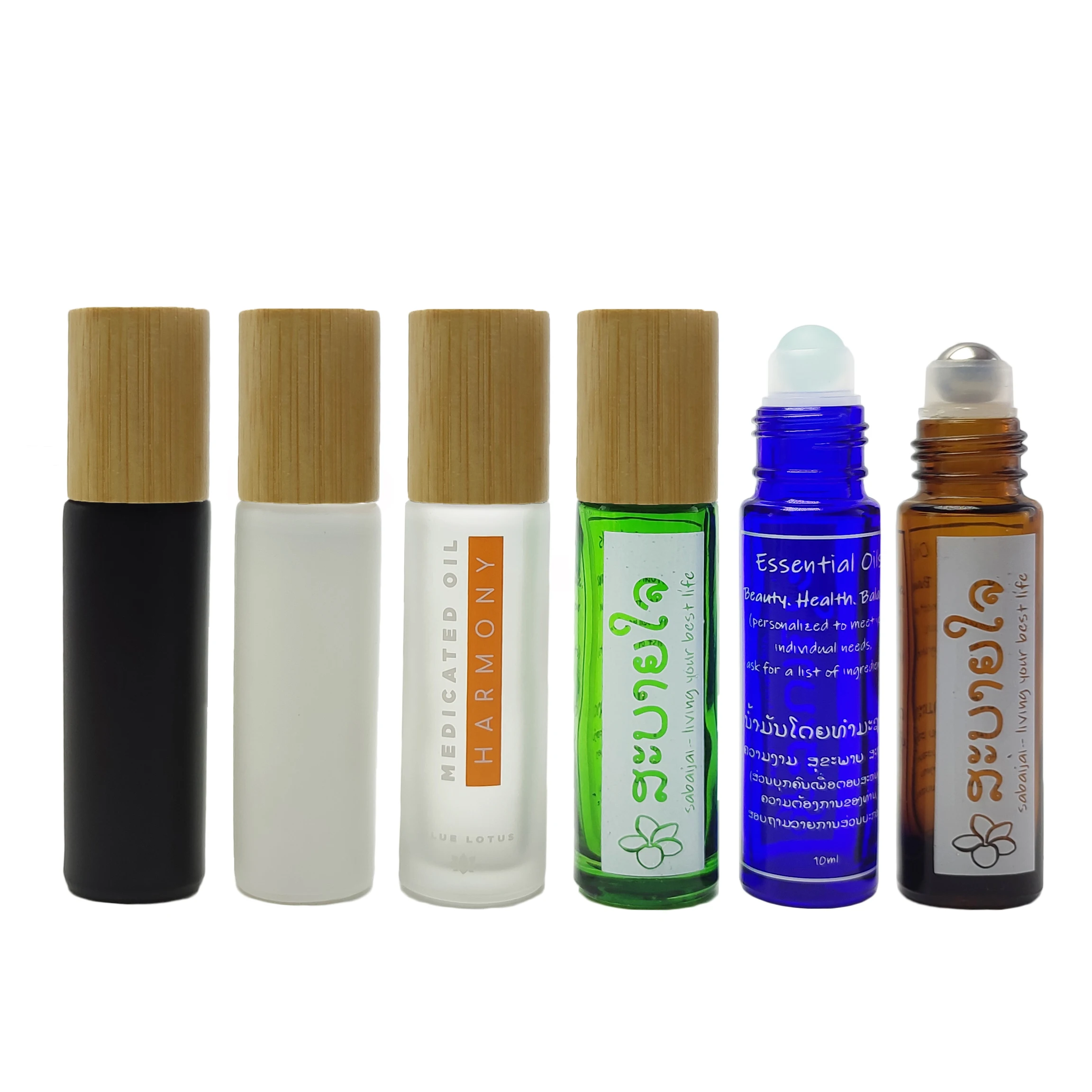 bamboo cosmetic packaging set frosted glass bottle cream jars empty container for essential oil lotion liquid  LB040E