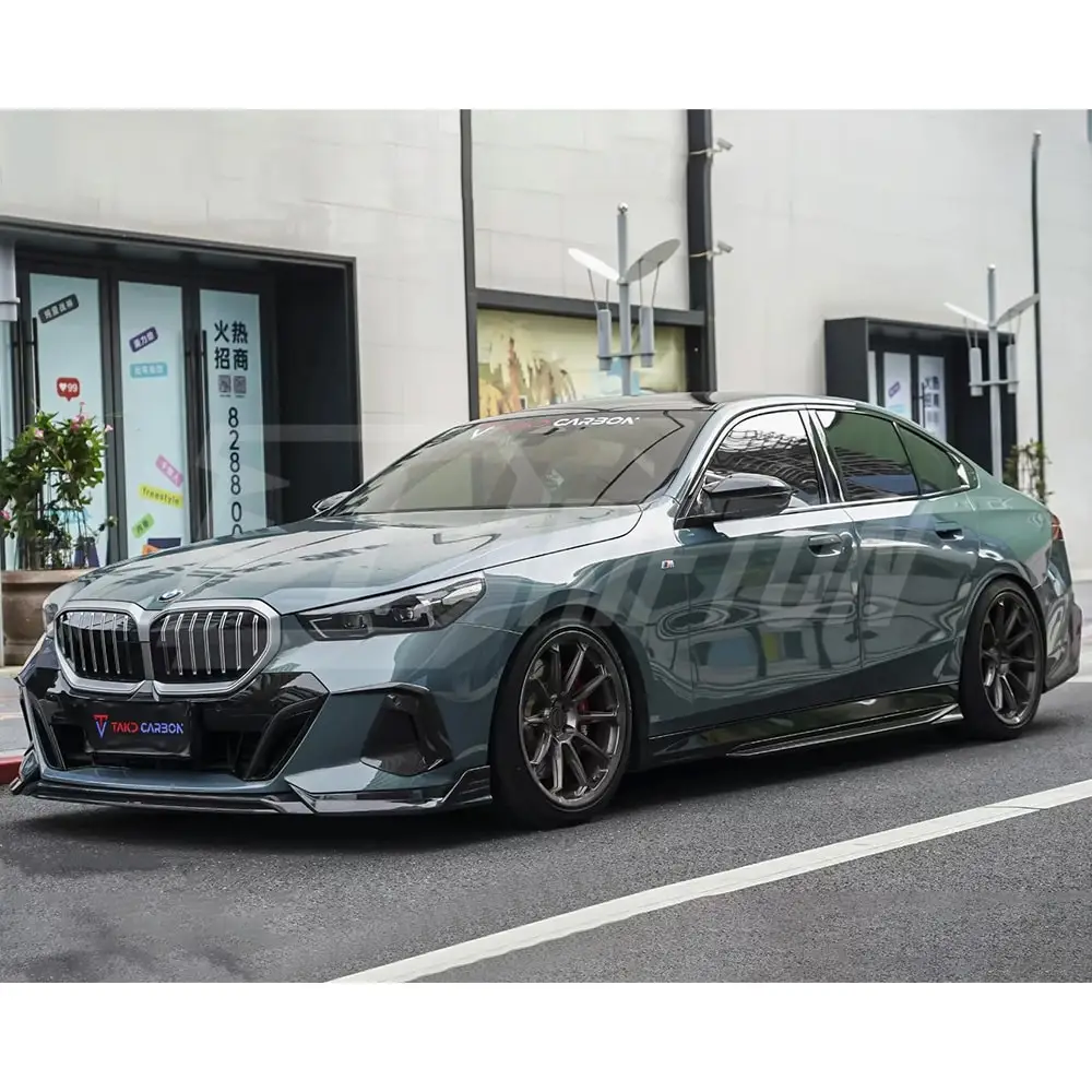 TAKD Style Dry Carbon Fiber Side Skirt For BMW G60 New 5 Series BodyKit