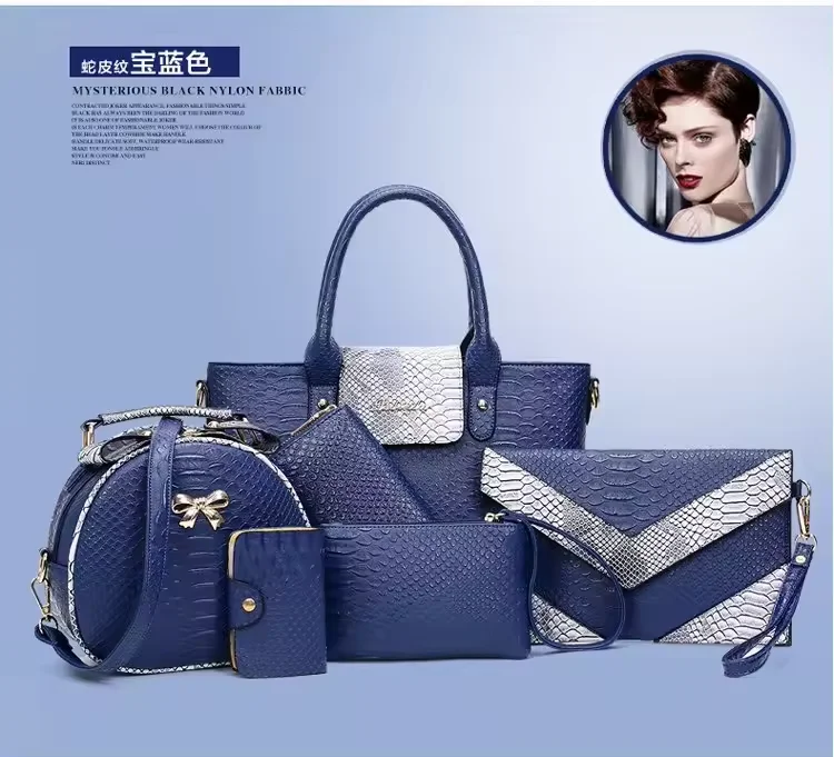 New Cool Bag Female Atmosphere Lady Bag Sling Shoulder Backpack Female 6 in 1 Bag Set