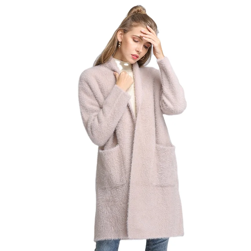 
С цветочной вышивкой; Обувь для женщин и девушек на кроличьем меху на заказ из хлопка; Сезон осень-зима модная женская одежда! Вязаный кардиган с открытым ПЕРЕДОМ 