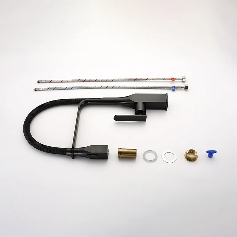 Luxury high quality pull out flexible faucet brass sink mixer kitchen faucet