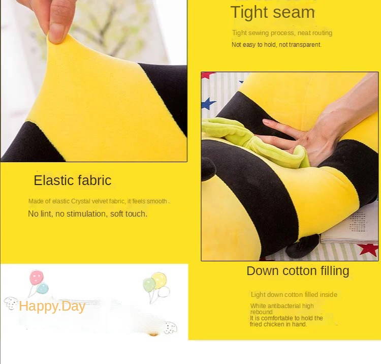 Aliexpress Hot sale Creative soft bee plush stuffed toys doll striped sleeping pillow toy for kids birthday gift
