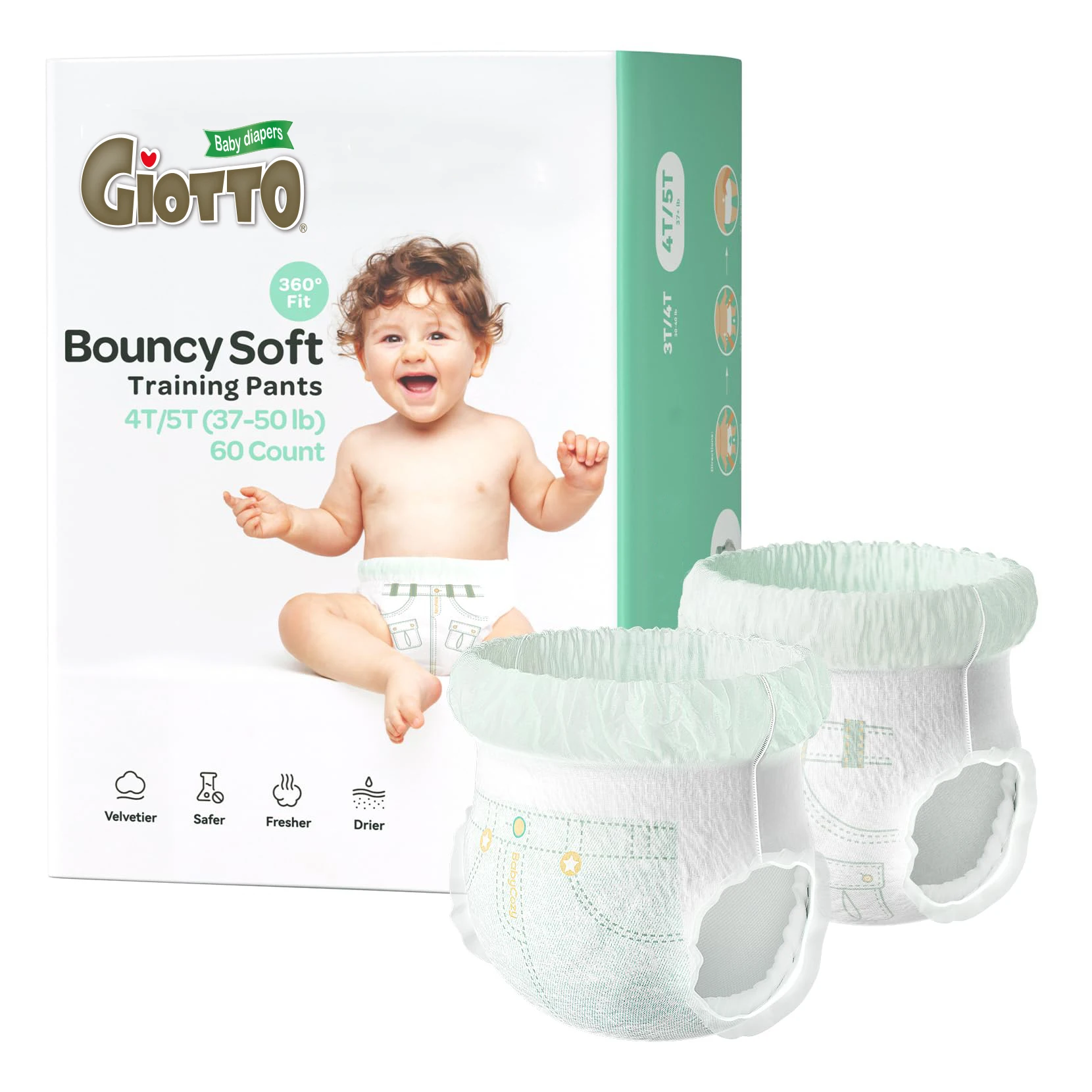 Бренд GIOTTO OEM ODM очень широкие 3D-манжеты Умный индикатор влажности 360 тренировочные брюки для младенцев и детей