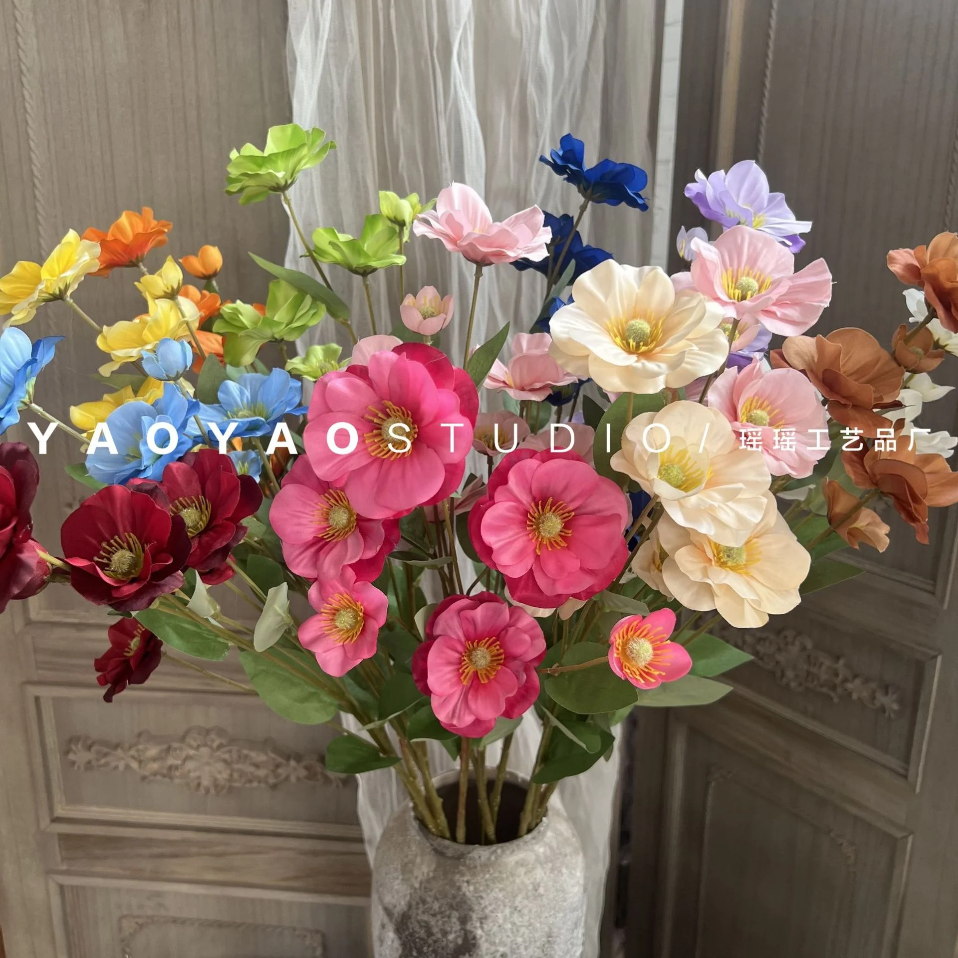 6 Soft Cyber Butterfly Artificial Flowers Foreign Peony Wedding Home Decor  Model Room Celebrant Soft Elegant simulated Flower