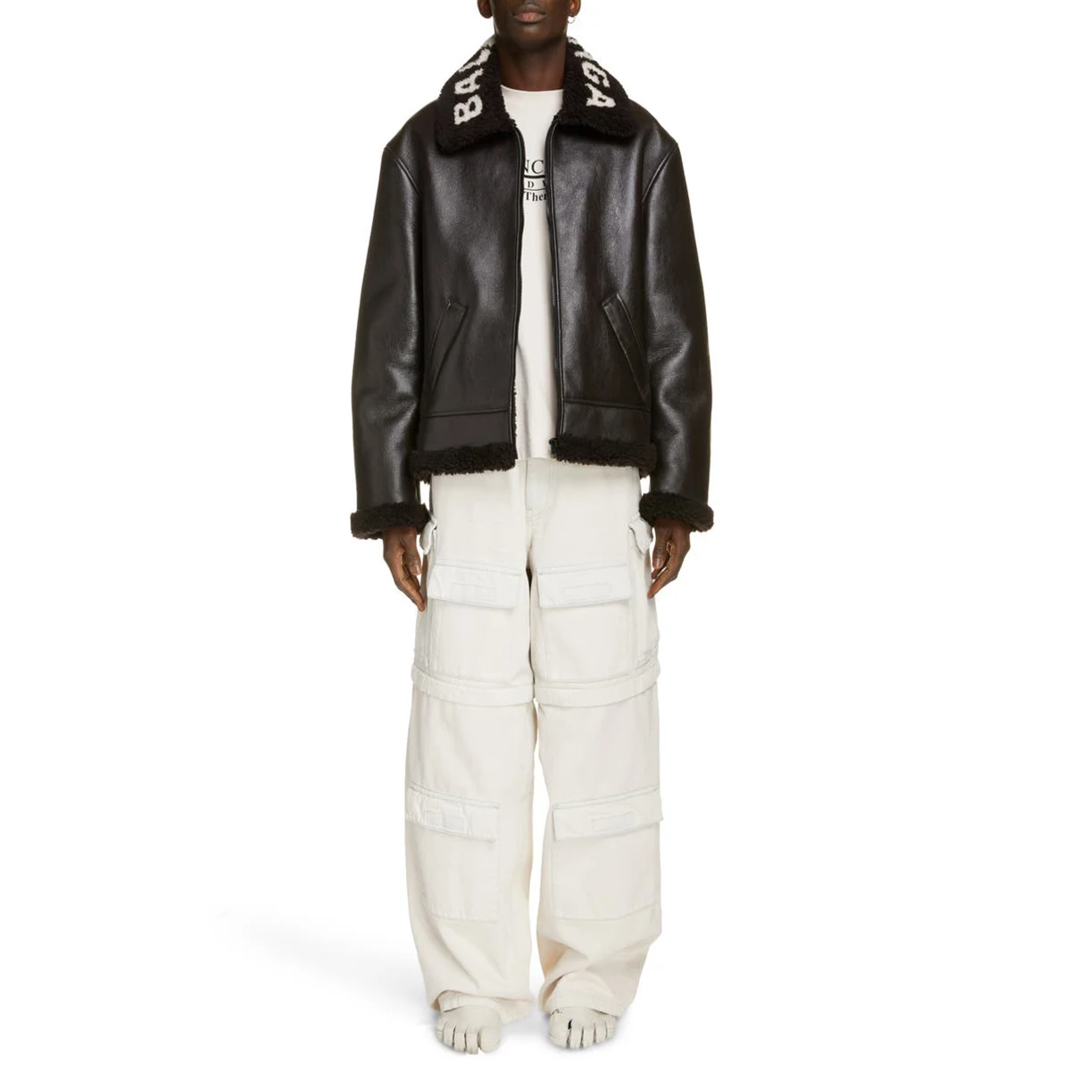 Winter Faux Leather Coat Furry Notch Lapel Sherpa Shearling Warm Brown Man Leather Jacket with Fur Collar Leather Jacket